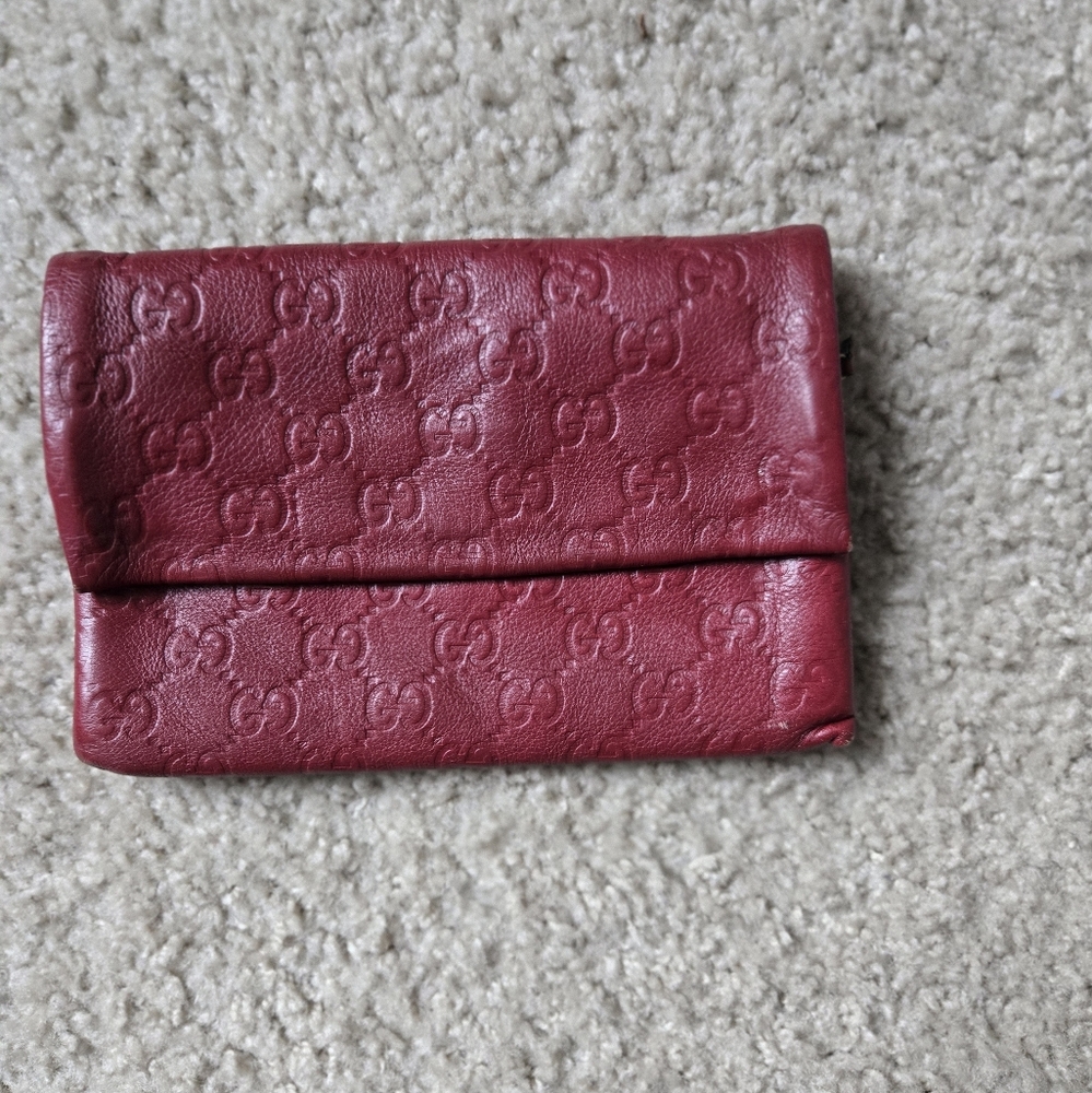 Gucci Red Guccissima Embossed Leather Wallet